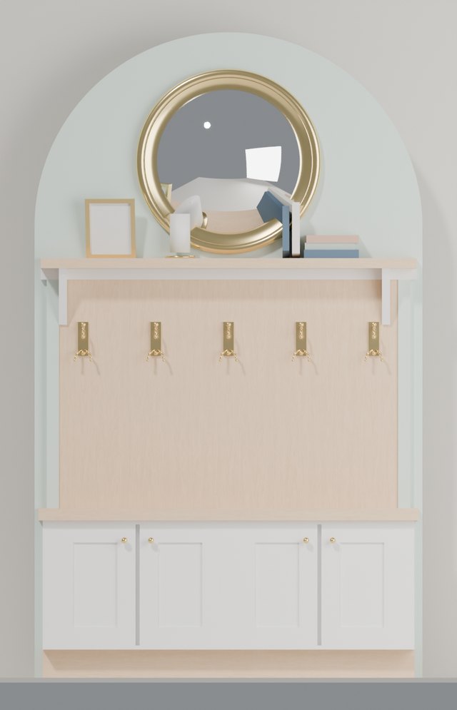 Front elevation render of the Mint Arch entryway built-in